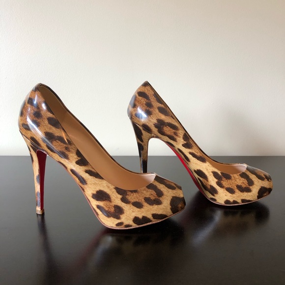 Christian Louboutin Patent Leopard Print Open Clic - Picture 2 of 7